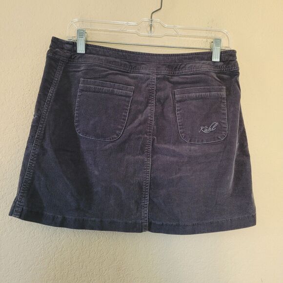 Kuhl Womens Corduroy Streamline Mini Skirt Size 6 Gray Snap Front A Line Y2k Euc - Picture 7 of 7